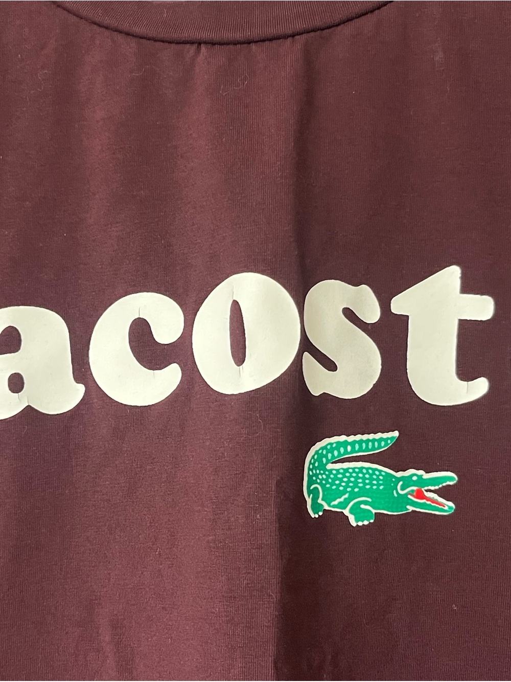 Lacoste Men's Crewneck Logo T-Shirt - Burgundy Med/Lg - Picture 3 of 5